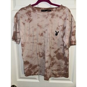 PLAYBOY Casual T-Shirts Top Size Large Womens Logo Short Sleeve